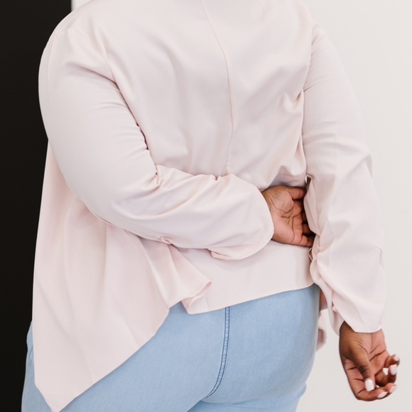 🔥NWT AMOLI Higher Path Light Pink Ruched Blazer Jacket in Regular & Plus Sizes - Picture 9 of 10